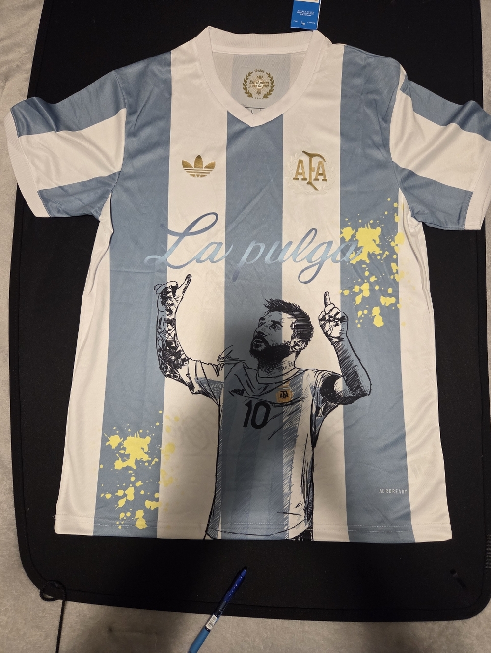 Argentina Lionel Messi Graphic Soccer Tee - Light Blue & White